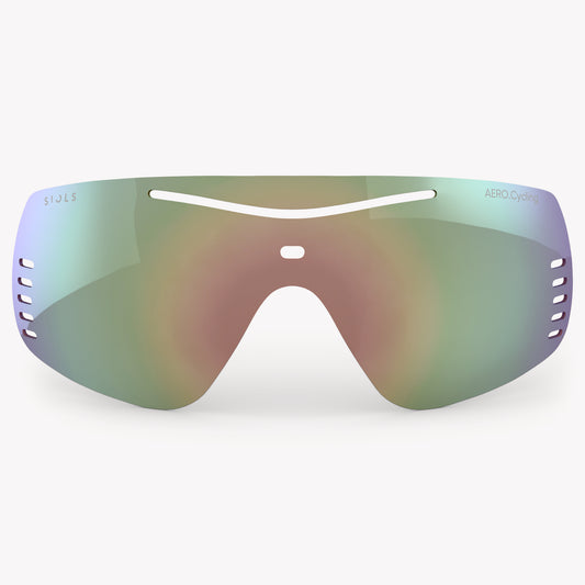 Aero.Cycling Shield Blue Mirror Frontansicht