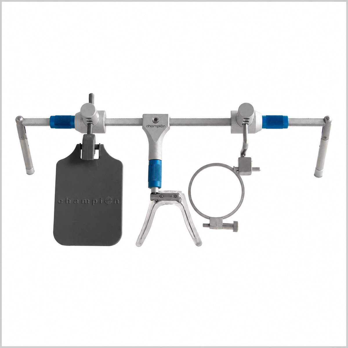Olympic Champion Bogen Schiessbrille | Blau-Grau Metallfassung inkl. Augenring, Abdeckung & Etui