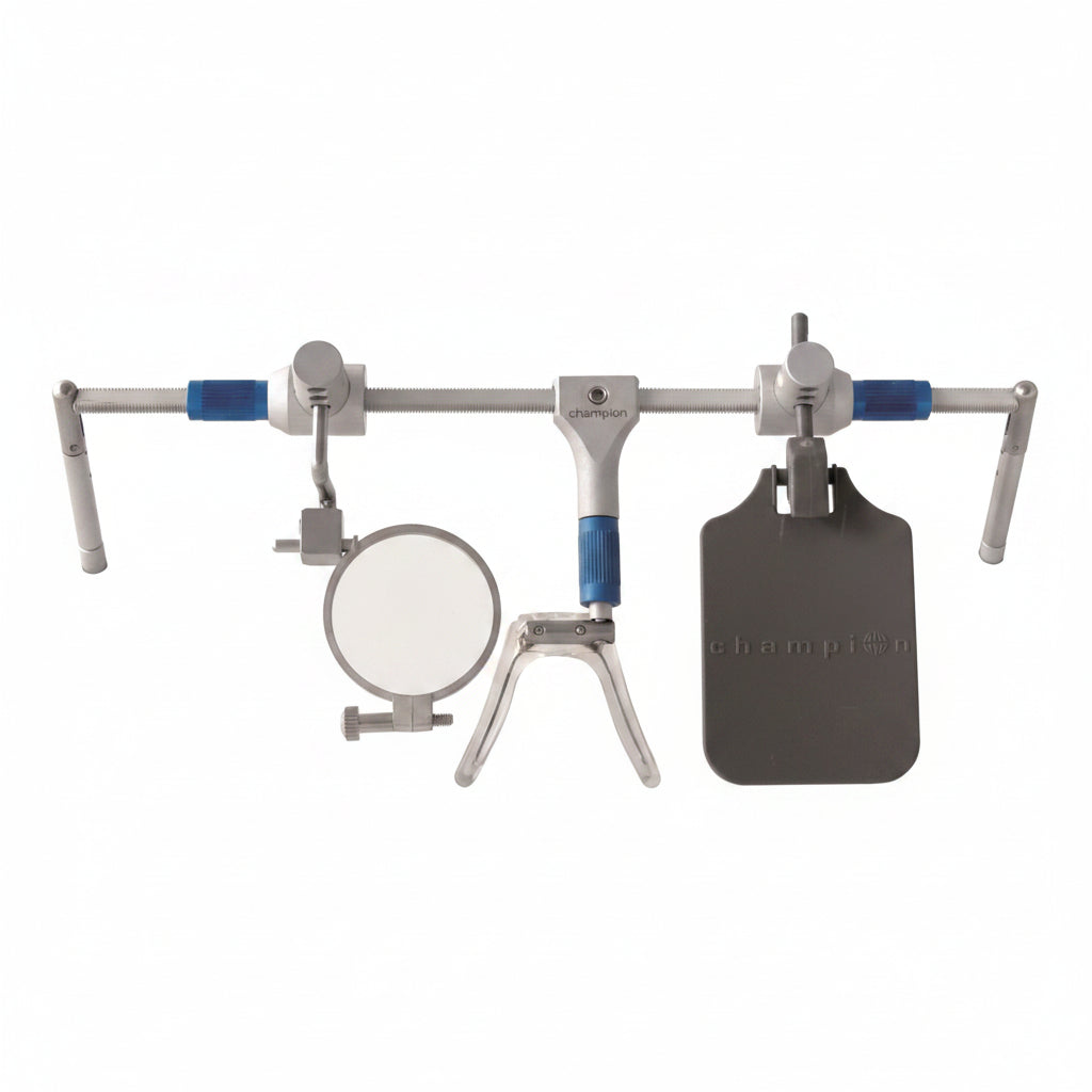 Olympic Champion Bogen Schiessbrille | Blau-Grau Metallfassung inkl. Augenring, Abdeckung & Etui