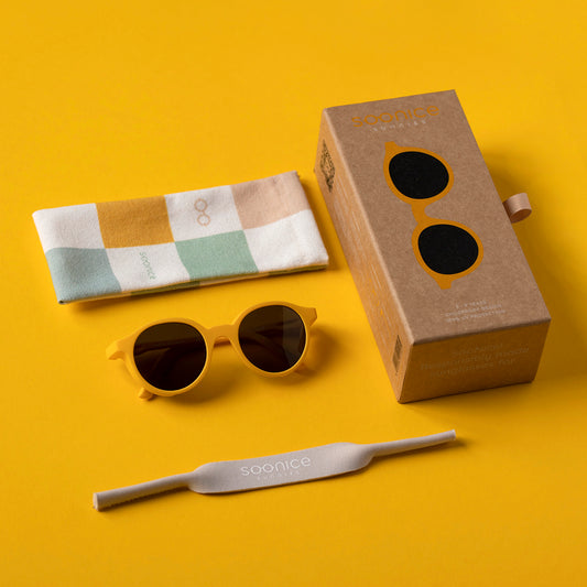 SOONICE Kindersonnenbrille auch über die eigene Korrektur-Brille tragbar - Farbe Gelb